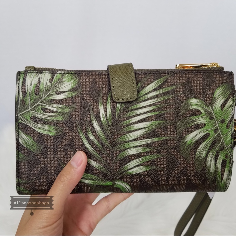 Michael Kors double zip Wrislet wallet brown olive - Picture 2 of 8